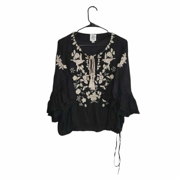 Ivy Jane Top Embroidered‎ Floral Boho Shirt Sz S/M - Picture 2 of 8